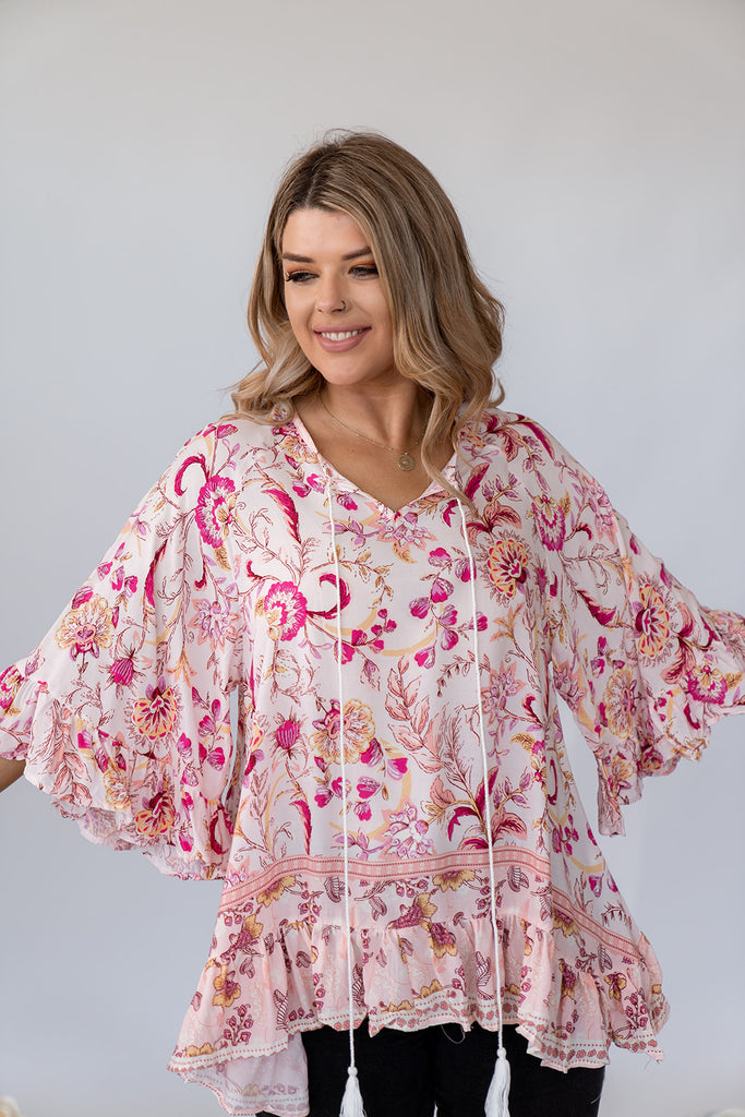 MERE TOP - PINK PAISLEY